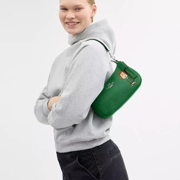 NWT CBJ77  Coach X Peanuts Teri Shoulder Bag With Peppermint Patty - Picture 7 of 10